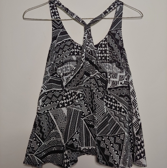 Black, white, and pink flowy tank top - Picture 2 of 2